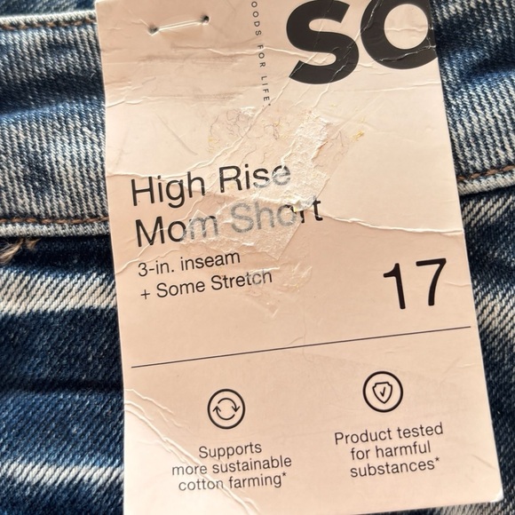 SO Mom Jean Shorts Womens Size 17 / 33 High Rise Stretch Denim 3" Inseam Cuffed - Picture 2 of 15